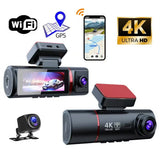 4K Ultra HD Dual Lens Dash Camera DVR with WDR Night Vision, G-Sensor and Loop Recording by Saska-saska.ae