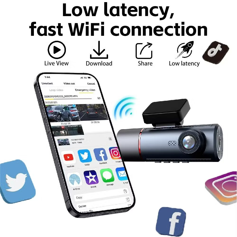 4K Ultra HD Dual Lens Dash Camera DVR with WDR Night Vision, G-Sensor and Loop Recording by Saska-saska.ae