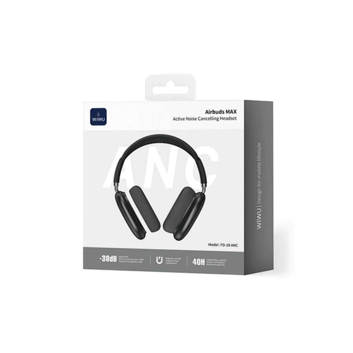 Airbuds Max سماعات رأس مريحة لاسلكية بتقنية بلوتوث مع إلغاء الضوضاء من WiWU