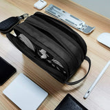 سالم حقيبة تنظيم إكسسوارات وملحقات شخصية للسفر بثلاث طبقات مع مقبض جلدي من WiWU