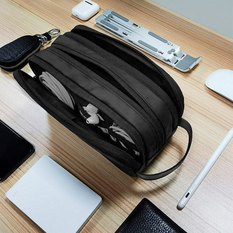 Salem 3-Layer Travel Tech Organizer Pouch with Leather Handle by WiWU