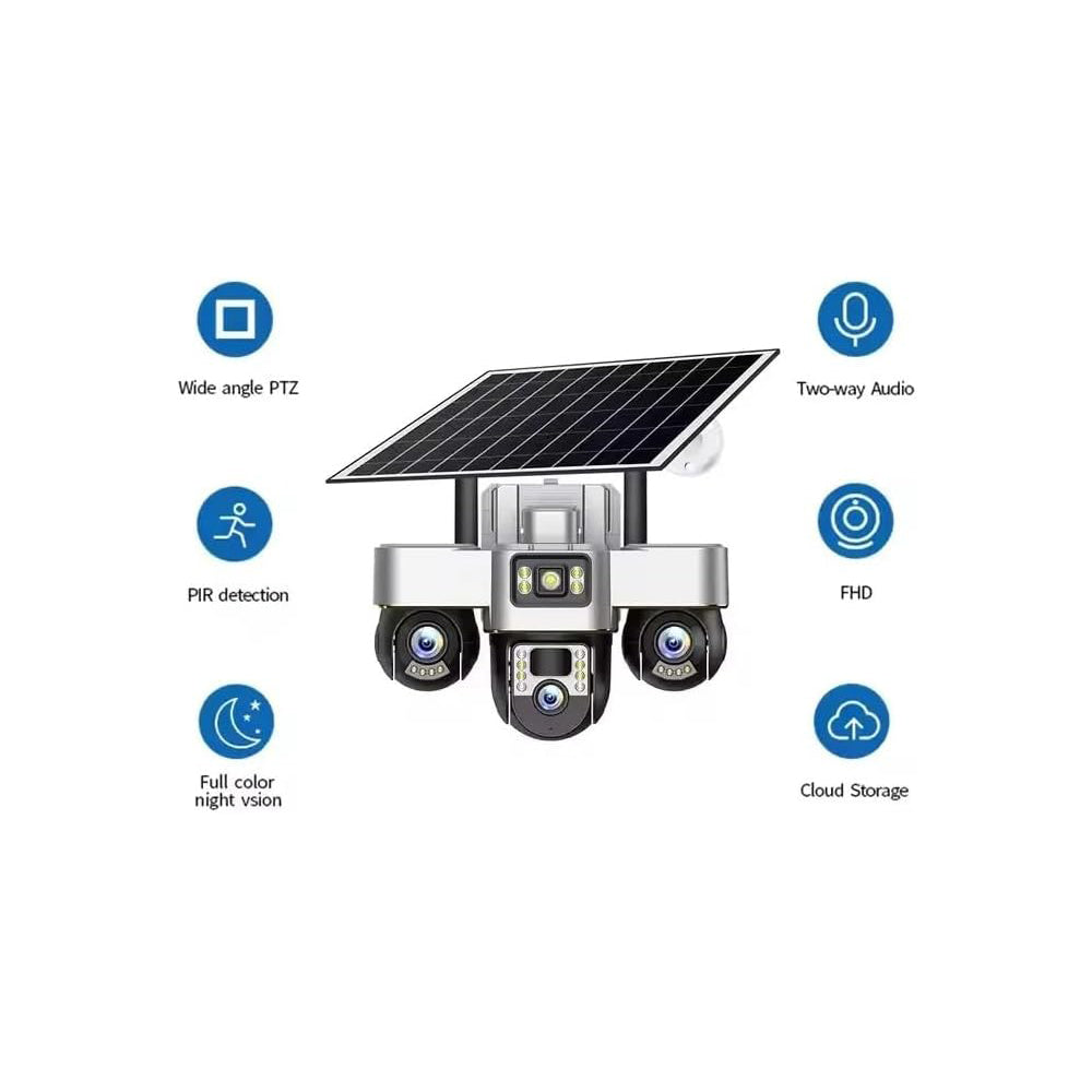 V380 Digital Solar Security Camera — Wired / Wireless IP CCTV, Waterproof Outdoor, 1080p HD