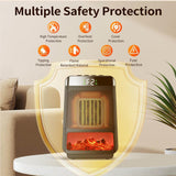  مدفأة كهربائية صغيرة مزودة بمنظم حرارة - مدفأة سيراميك سريعة التسخين مع إضاءة محيطة ديناميكية