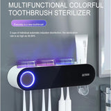 حامل فرشاة الأسنان الكهربائية المثبت على الحائط مع 3 أكواب، معقم للأشعة فوق البنفسجية وموزع معجون أسنان - منظم حمام ذكي من ECOCO