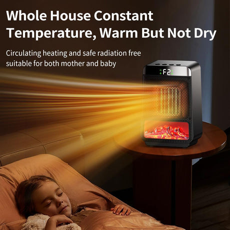 Small electric flame heaters with thermostat - Fast Heating Ceramic Room Heater with Dynamic Ambient Lighting | Flame Heater | SASKA Trading