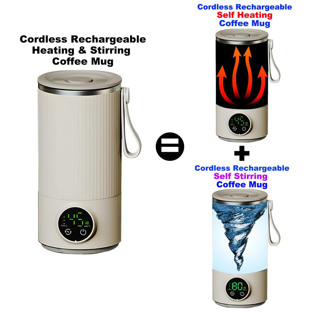 Electric Milk Warmer and Mixer – Portable 300mL Cup, 6 Temperature Levels, Great for Coffee by VVU&CCO