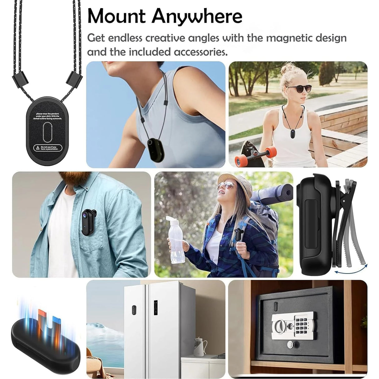 4K Wearable Mini Sports Camera – 4K UHD Action Cam with Magnetic Mount, Wi‑Fi, 140° Wide Angle, Long Battery Life | Mini Camera | SASKA Trading