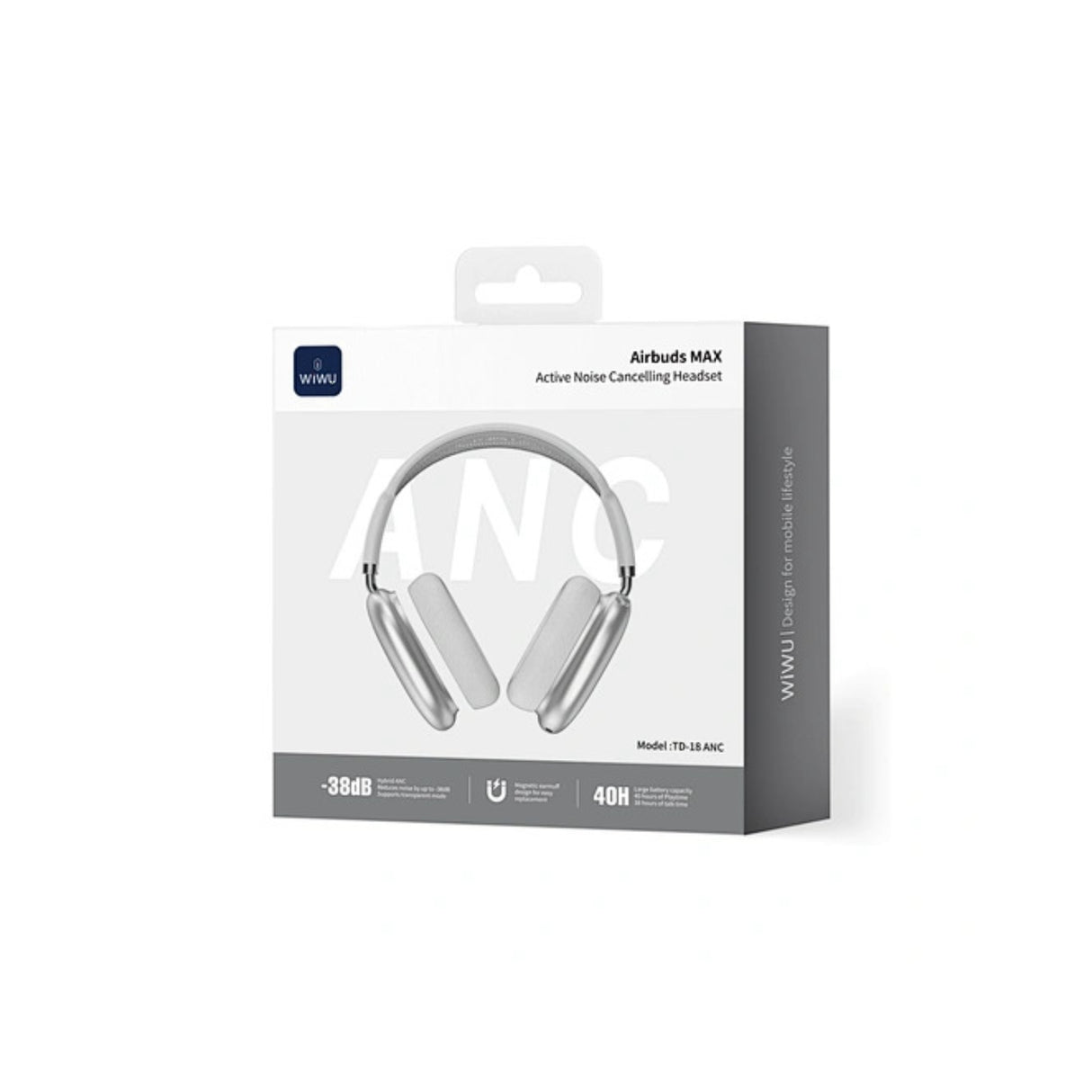 Airbuds Max سماعات رأس مريحة لاسلكية بتقنية بلوتوث مع إلغاء الضوضاء من WiWU