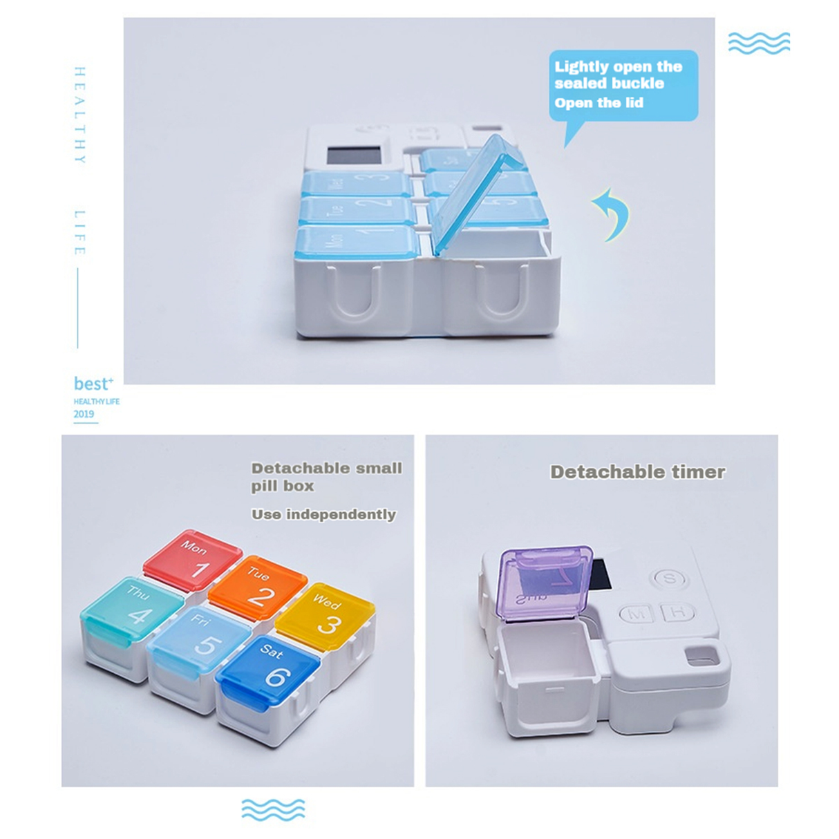 علبة تنظيم الأدوية الأسبوعية 7 أيام قابلة للحمل – مقسمات آمنة مع تسميات وقت الجرعات