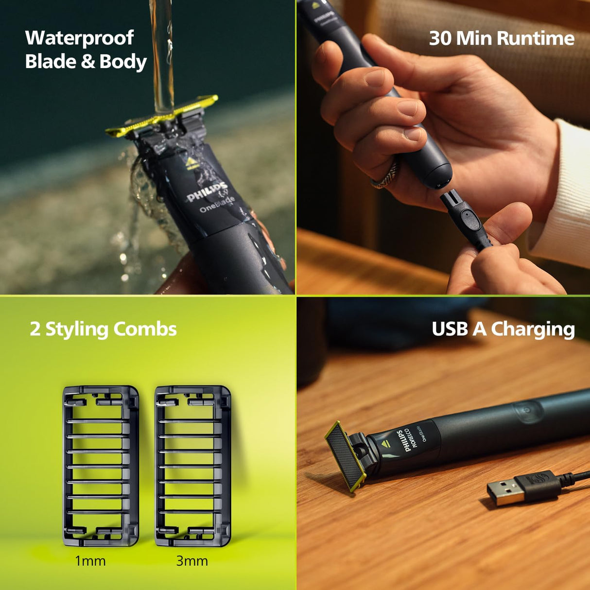 Trim, Edge & Shave Any Length | 2 Combs, Dual Blade, Wet/Dry by OneBlade Philips.