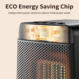  مدفأة كهربائية صغيرة مزودة بمنظم حرارة - مدفأة سيراميك سريعة التسخين مع إضاءة محيطة ديناميكية
