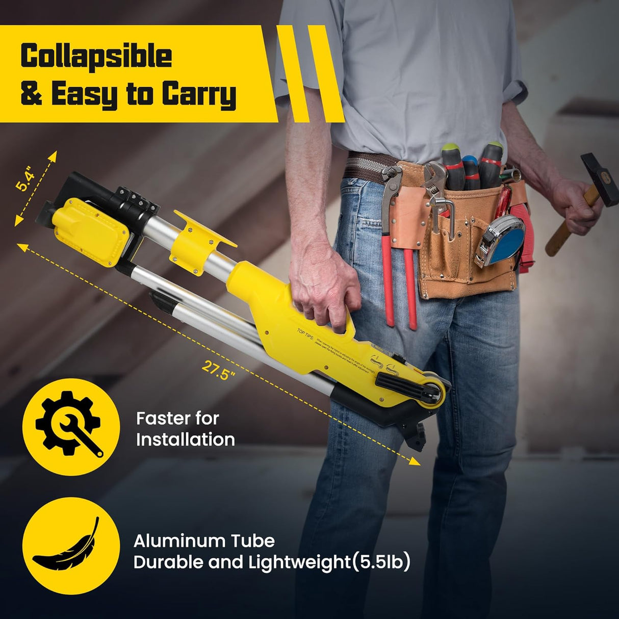 مصباح عمل LED قابل لإعادة الشحن - 8000 لومن، لاسلكي، قابل للتعتيم، محمول.