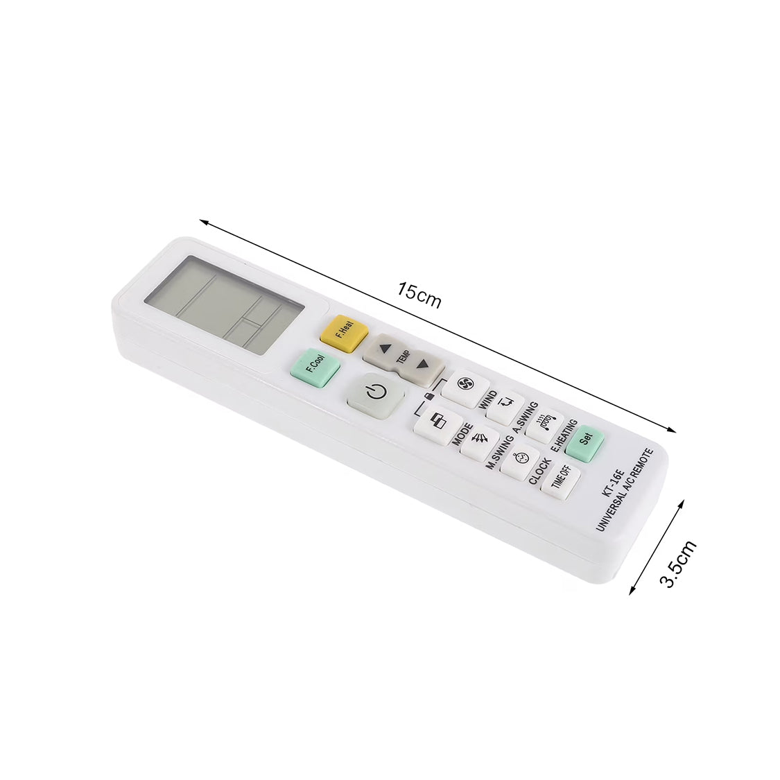 ريموت تحكم عالمي للمكيف KT-16E مع شاشة LCD رقمية، متوافق مع معظم ماركات أجهزة التكييف