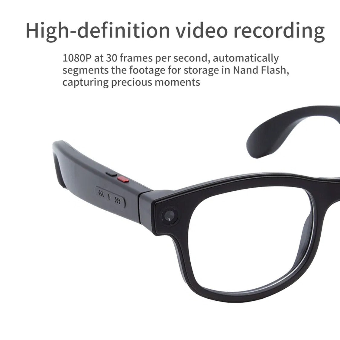 AI Smart Glasses with HD Camera 720P Video Recording Open-Ear Bluetooth Audio AI Image Recognition and Interchangeable Lenses