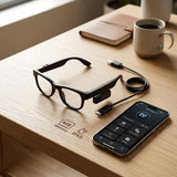AI Smart Glasses with HD Camera 720P Video Recording Open-Ear Bluetooth Audio AI Image Recognition and Interchangeable Lenses