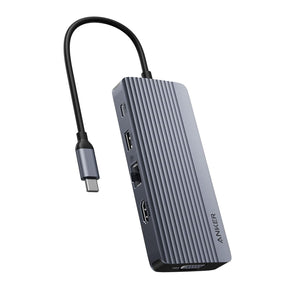 Dual-Display USB-C Hub (10-in-1) by Anker, 4K@30Hz HDMI Display, 1080p VGA with 100W Max Power Delivery - SASKA-saska.ae