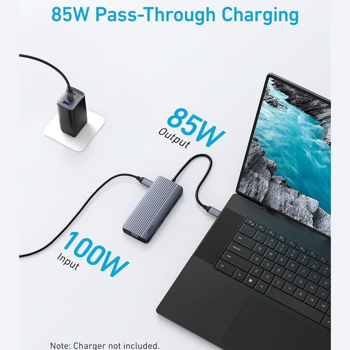 10-in-1 Dual-Display USB-C Hub with 4K@30Hz HDMI, 1080p@60Hz VGA, 100W PD Input and 85W Laptop Charging A83C2 by Anker