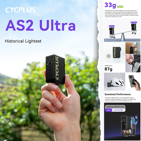 AS2 Ultra Portable 120PSI Bike Pump | Fast, Lightweight Rechargeable Air Inflator for Bikes by CYCPLUS | Air Pump | SASKA Trading