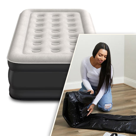 Automatic Inflatable Air Mattress with Built-in Cordless Pump for Camping, Home and Guests by BRIX | Air Mattress | SASKA Trading