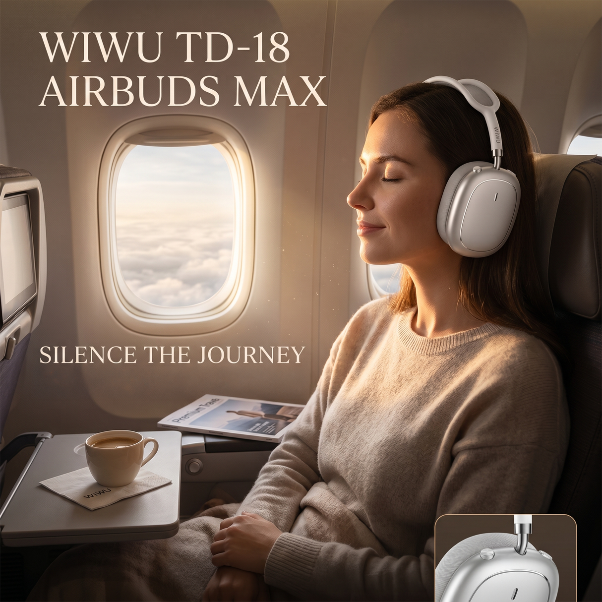 Airbuds Max سماعات رأس مريحة لاسلكية بتقنية بلوتوث مع إلغاء الضوضاء من WiWU