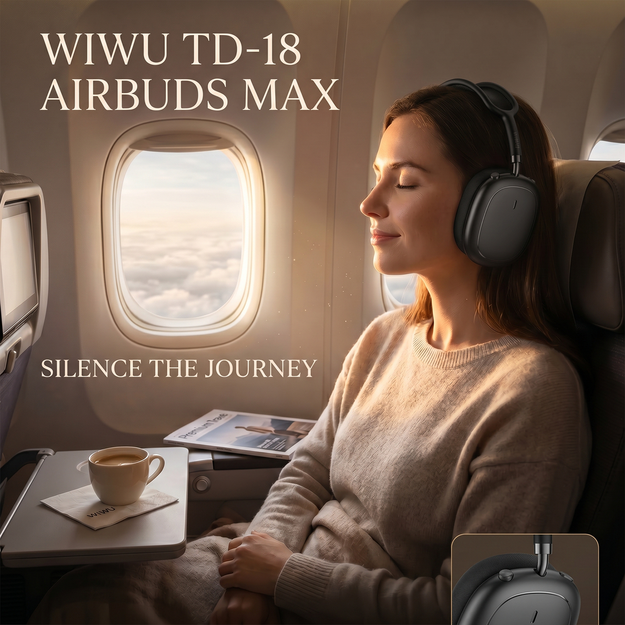 Airbuds Max سماعات رأس مريحة لاسلكية بتقنية بلوتوث مع إلغاء الضوضاء من WiWU