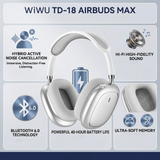 Airbuds Max سماعات رأس مريحة لاسلكية بتقنية بلوتوث مع إلغاء الضوضاء من WiWU