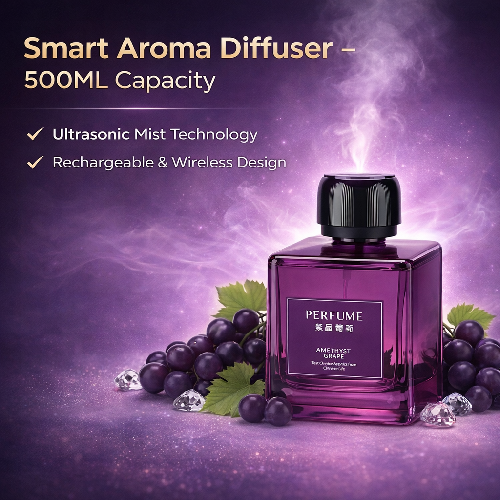 500ml Portable Ultrasonic Essential Oil Diffuser, Rechargeable Aroma Fragrance Machine