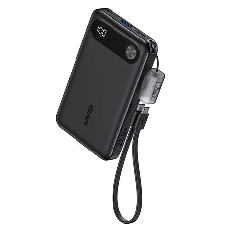 10000MAH Power Bank Fast Charging 22.5W with USB C Lanyard Cable - saska.ae - saska