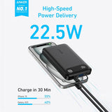 10000MAH Power Bank Fast Charging 22.5W with USB C Lanyard Cable by ANKER