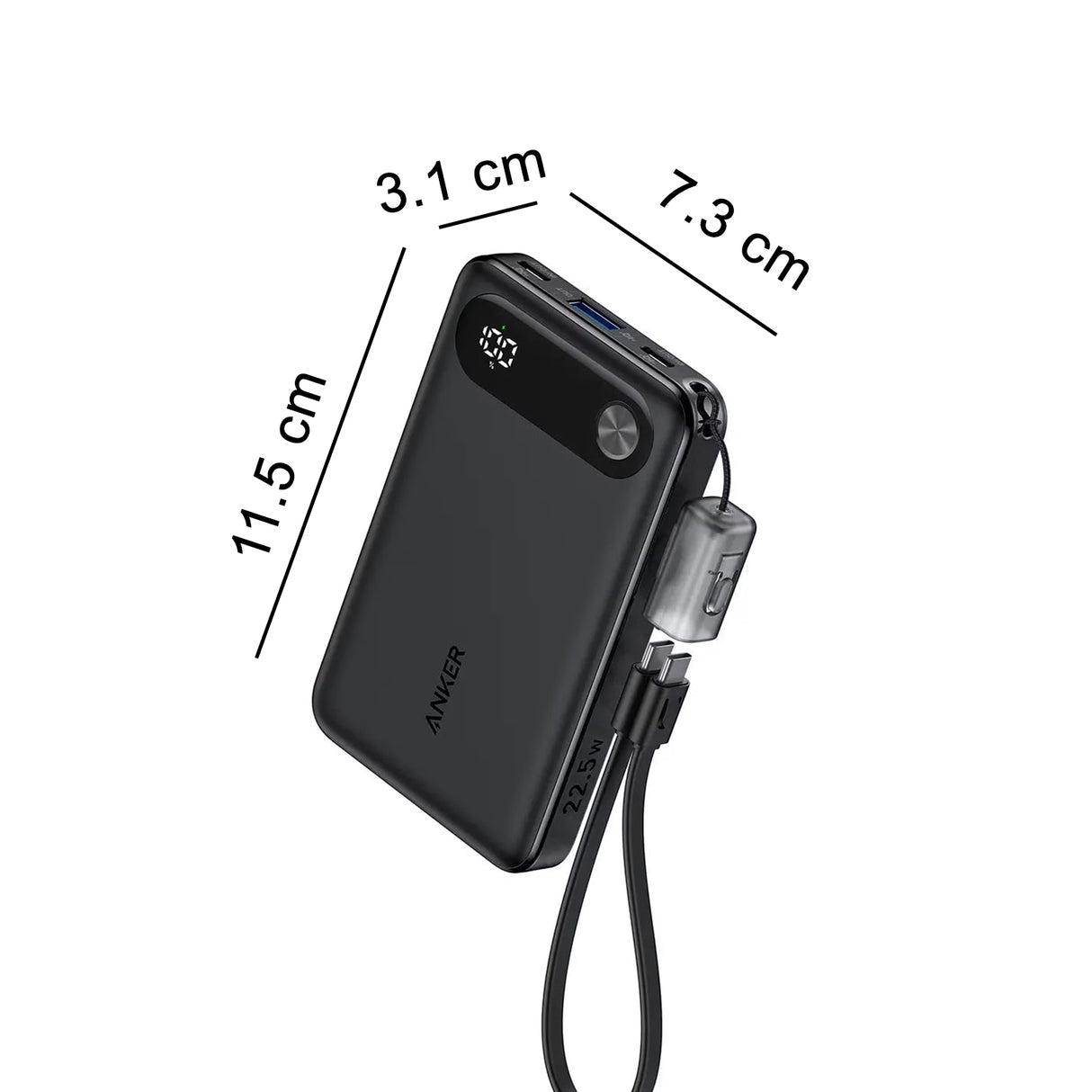 10000MAH Power Bank Fast Charging 22.5W with USB C Lanyard Cable by ANKER