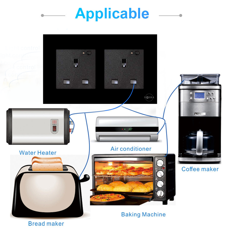 Wide Applicable Saska smart wall socket Double wifi