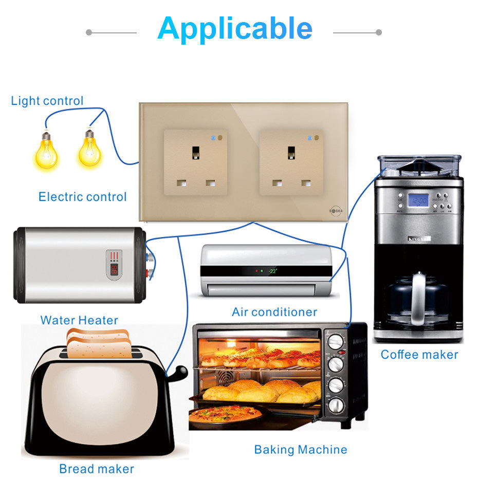 Wide applicable gold wifi smart socket