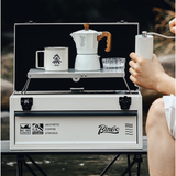 BINCOO 11-Piece Outdoor Coffee Set – Portable Double-Layer Aluminum Box for Espresso