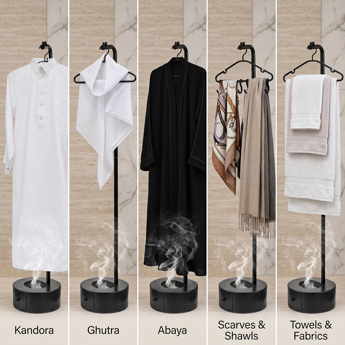 185cm Long Incense Burner Stand, Adjustable Height Bakhoor Burning Clothes Hanger Stand