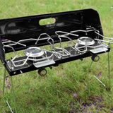 Portable Foldable Dual-Burner Camping Gas Stove I Outdoor Hiking and Picnic Cooker I Lightweight Aluminum Alloy