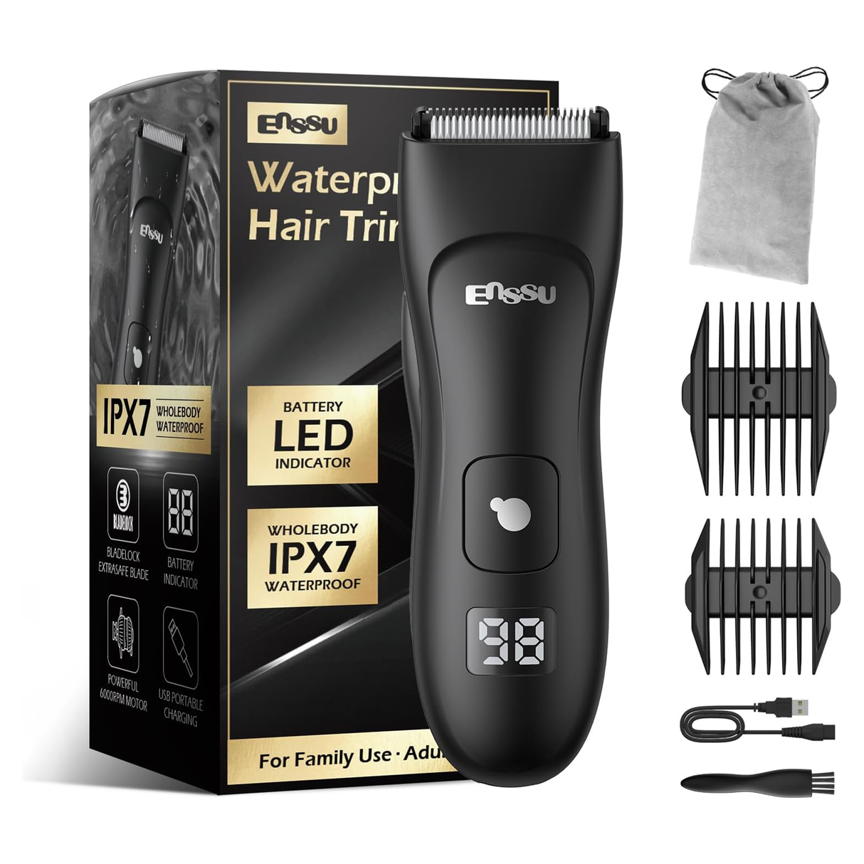 Body Hair Trimmer for Men – Waterproof Electric Groin by ENSSU