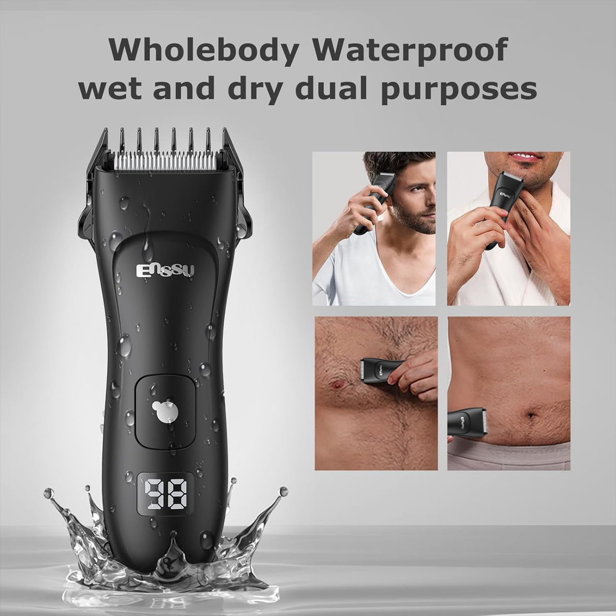 Body Hair Trimmer for Men – Waterproof Electric Groin by ENSSU