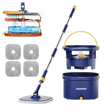Self-Cleaning Square Spin Mop and Bucket with Clean & Dirty Water Separation for Dog & Cat Pet Hair Cleaning by Homettler SASKA - SASKA.AE