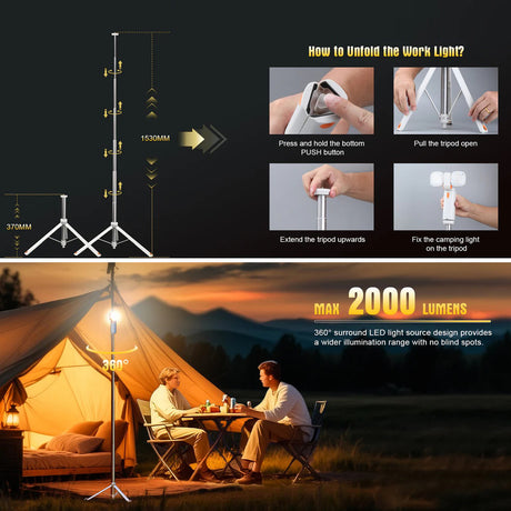 Multi-functional Camping Light - Versatile Outdoor Illumination | Camping Light with Tripod | SASKA Trading