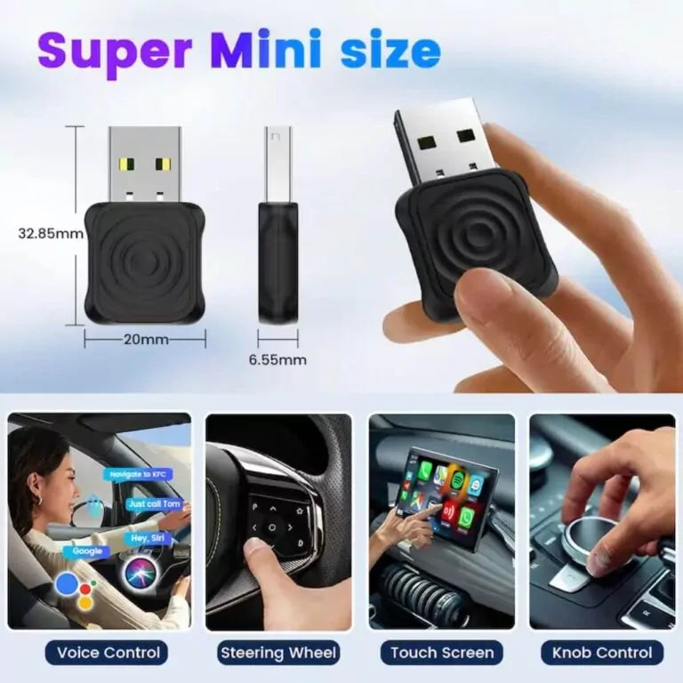 Mini Ultra Wireless CarPlay & Android Auto Adapter | Car Accessories | Buy Now at SASKA Trading