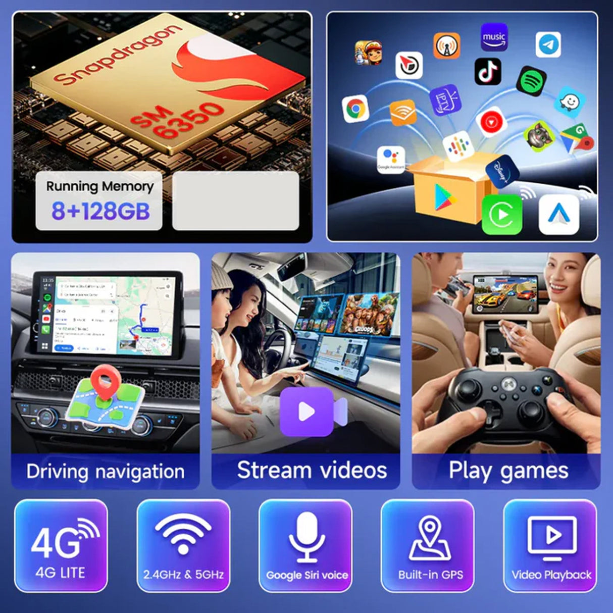 Carlink Tbox Ultra Ai Box, 3-in-1 In-Car Android 15 Smart Carplay Adapter 8GB RAM 128GB ROM by Carlinkit