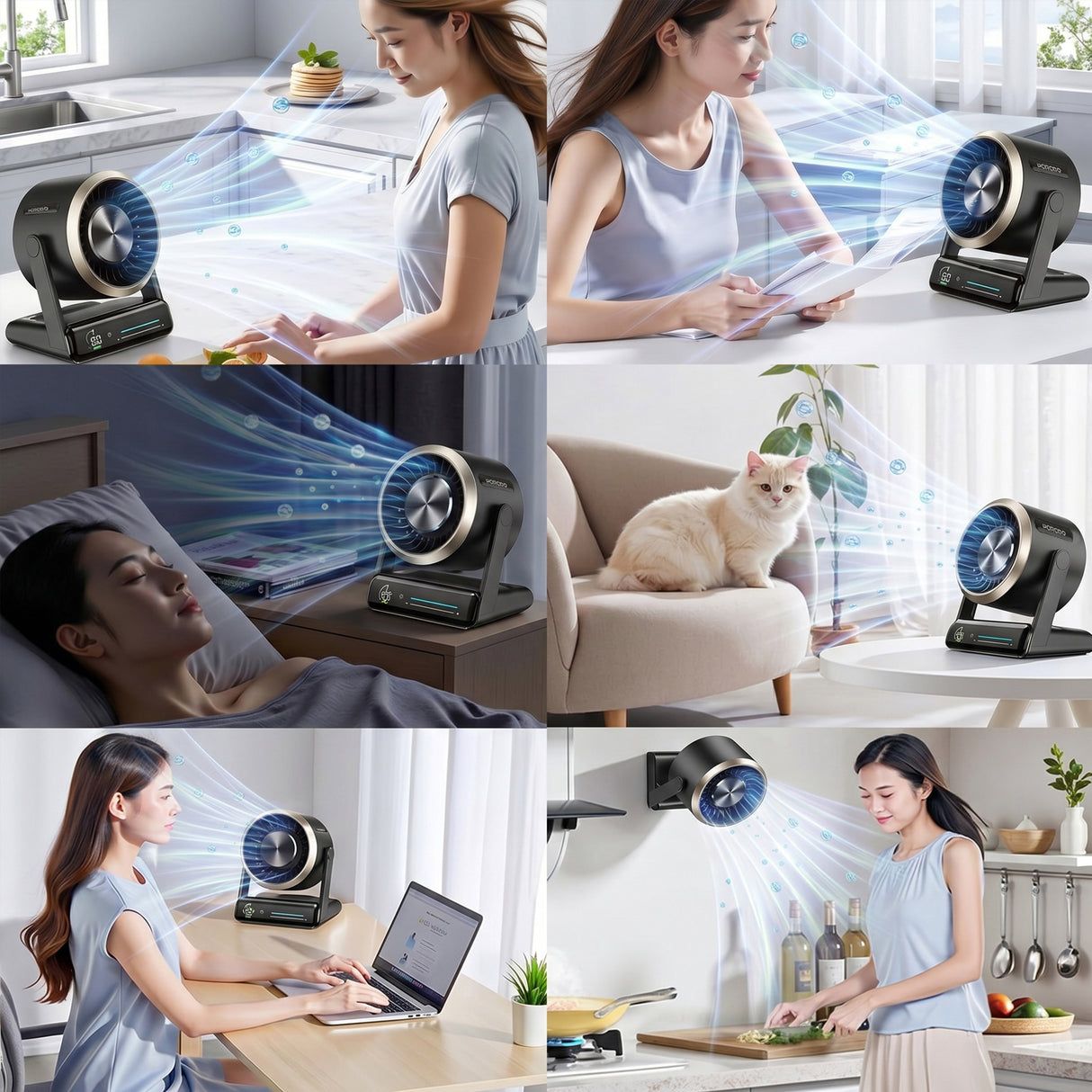 Chillo Core Desktop Fan 6000mAh Rechargeable Fan with LED Display, 100 Speed Levels and USB-C Fast Charging by Porodo