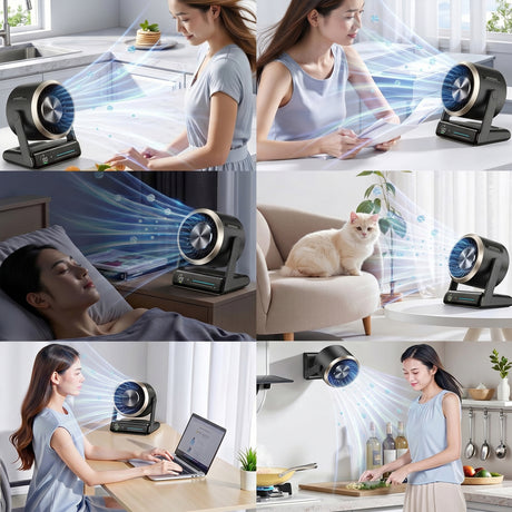 Chillo Core Desktop Fan 6000mAh Rechargeable Fan with LED Display, 100 Speed Levels and USB-C Fast Charging by Porodo