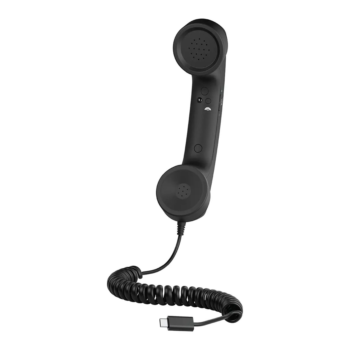 سماعة الهاتف الكلاسيكية الرجعية بمنفذ USB-C – لون أسود من Porodo 