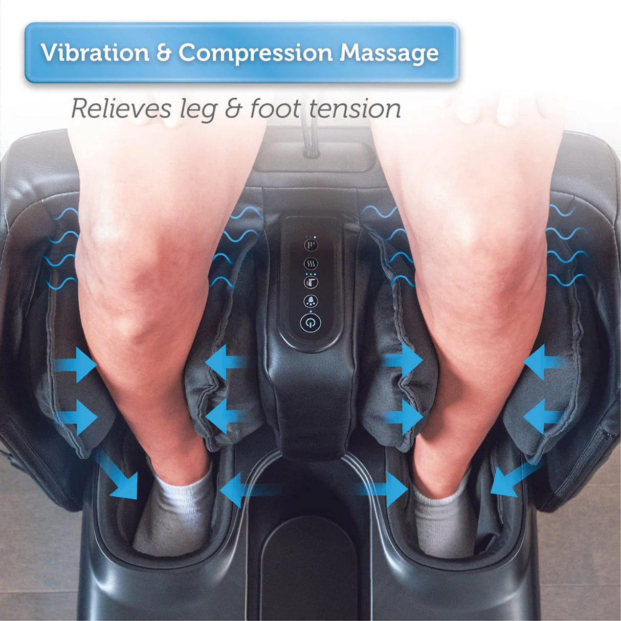 2 in 1 Foot And Leg Massager with Ottoman Rest, Shiatsu Foot and Calf Massager with Heat, Kneading, Vibration, Compression CF-5001 by Comfire