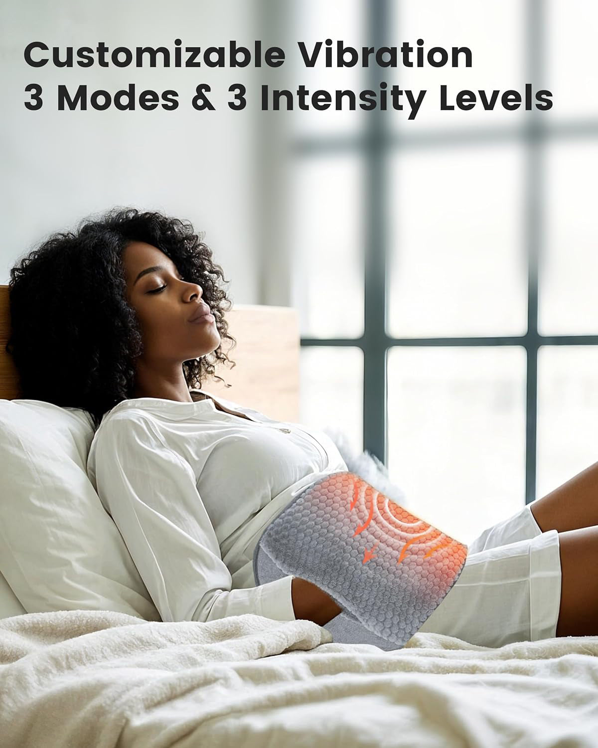 Heated Waist Belt with massager, Extra Large Size Heating Pads with Vibration for Period Cramps CF-6413 by Comfire