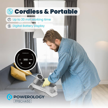 Cordless Spot Cleaner 60W, 8000Pa Suction with Spray and Scrub for Upholstery by Powerology | Spot Cleaner | SASKA Trading