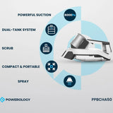 Cordless Spot Cleaner 60W, 8000Pa Suction with Spray and Scrub for Upholstery by Powerology