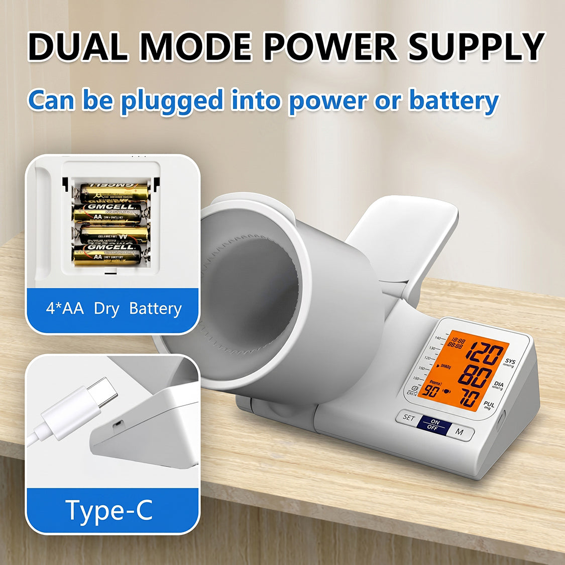 D01 Automatic Arm Cylinder Blood Pressure Monitor with Voice Broadcast, HD Display & 2×99 Memory by AiQUE