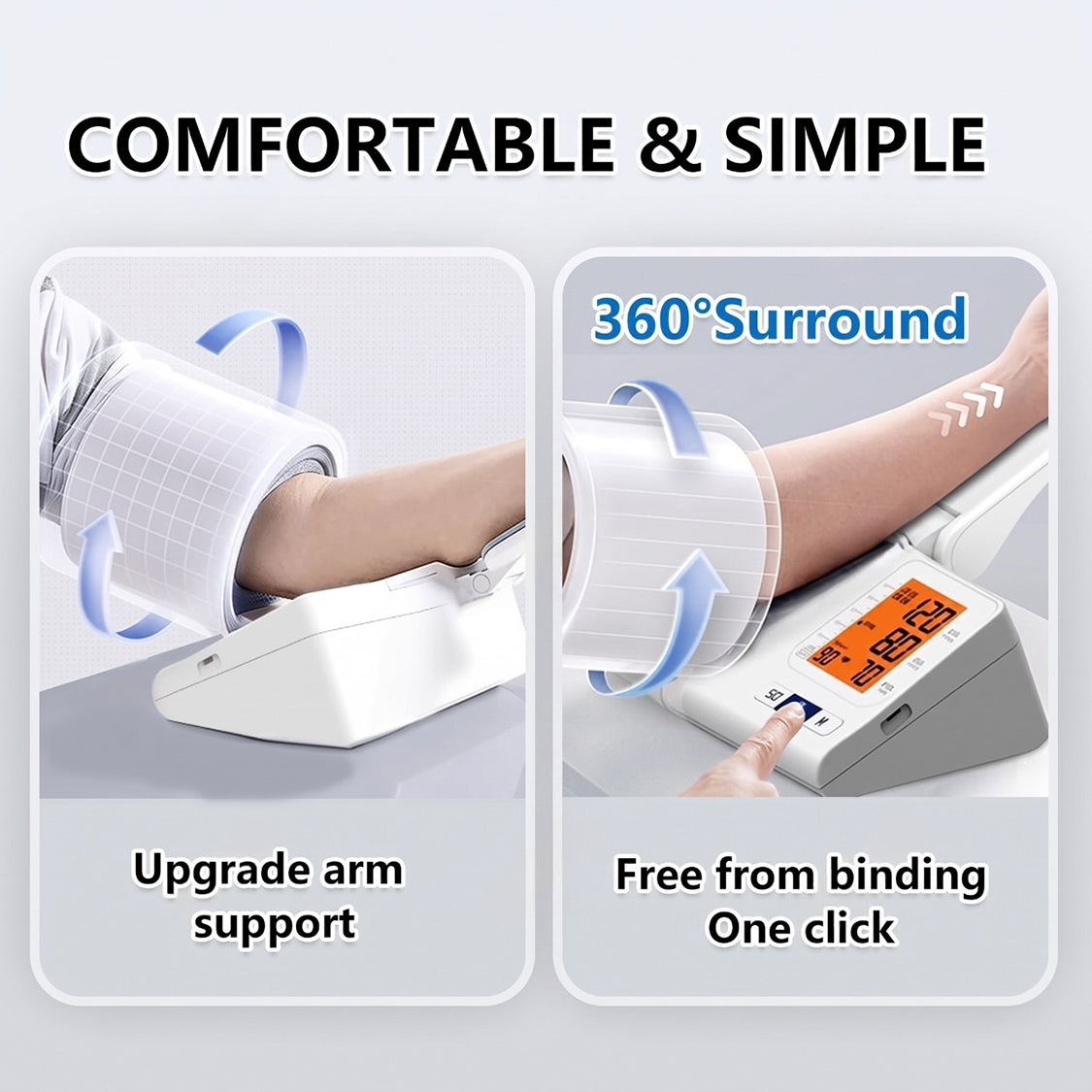 D01 Automatic Arm Cylinder Blood Pressure Monitor with Voice Broadcast, HD Display & 2×99 Memory by AiQUE